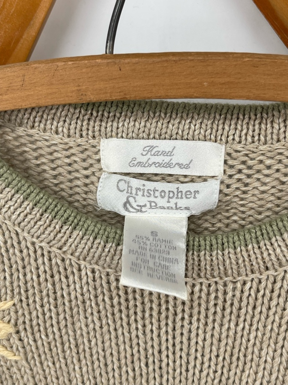 Christopher & Banks Knit Sweater with Blue-Yellow Birdhouse Hand Embroidery - Picture 5 of 13